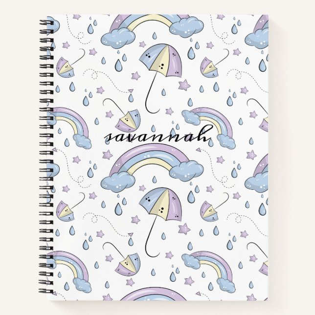 Niedliches rosa Rainbow Monogram Sketchbook Notizbuch (Vorderseite)