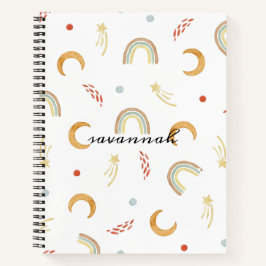 Niedliches rosa Rainbow Monogram Sketchbook Notizbuch