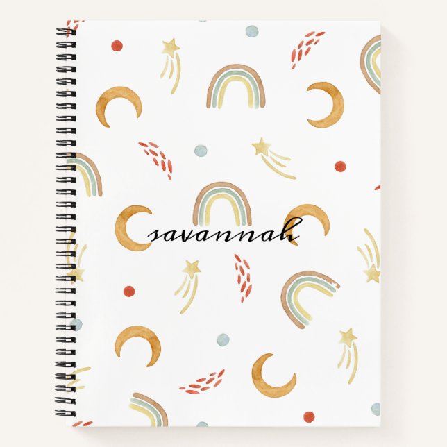 Niedliches rosa Rainbow Monogram Sketchbook Notizbuch (Vorderseite)