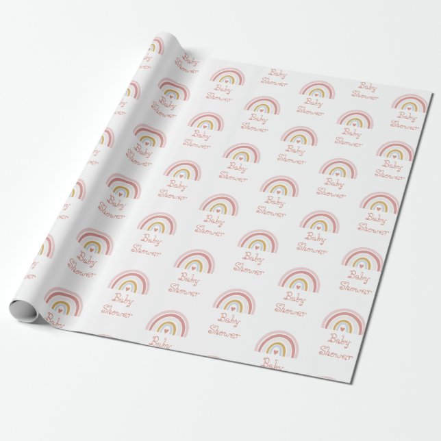 Niedliches rosa Rainbow-Muster Geschenkpapier (Ungerollt)