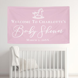 Niedliches rosa Rocking Horse Kinderdusche Party n Banner