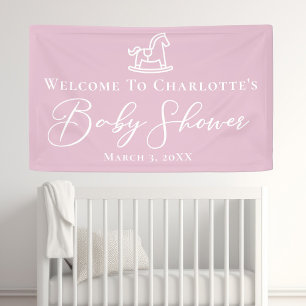 Niedliches rosa Rocking Horse Kinderdusche Party n Banner