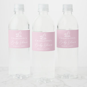 Niedliches rosa Rocking Horse Kinderdusche Party n Wasserflaschenetikett