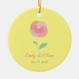 Niedliches rosa Rosendesign im modernen Stil Keramik Ornament