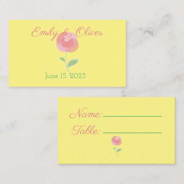 Niedliches rosa Rosendesign im modernen Stil Visitenkarte (Vorne/Hinten)