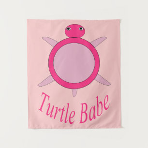Niedliches Rosa Schildkrötenbabe Tapestry Wandteppich