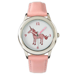 Niedliches Rosa Schlafmittel Einhorn Zeichne Mädc Armbanduhr