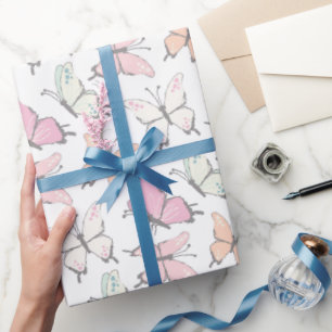 Niedliches rosa Schmetterlingsmuster Geschenkpapier