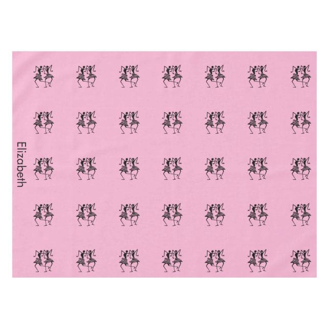 Niedliches Rosa, Schwarze Silhouette Tischdecke (Vorderseite (Horizontal))