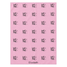 Niedliches Rosa, Schwarze Silhouette Tischdecke