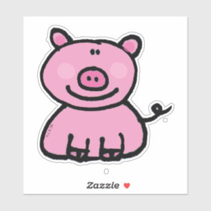 Niedliches rosa Schwein Cartoon I Aufkleber