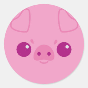 Niedliches rosa Schwein-Gesicht Runder Aufkleber