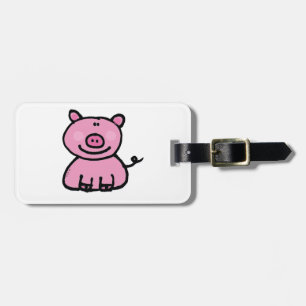 Niedliches rosa Schwein handgezeichnete Cartoon Gepäckanhänger