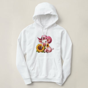 Niedliches rosa Schwein mit Cowgirl-Hut und Sonnen Hoodie