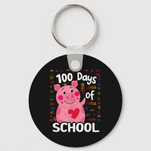 Niedliches rosa Schwein mit Herz 100 Schultage 100 Schlüsselanhänger