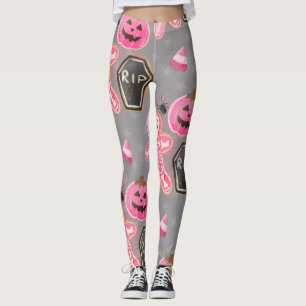 niedliches rosa Skelett Halloween mit Süßigkeiten  Leggings