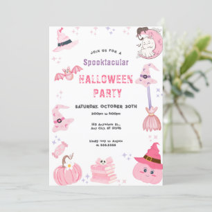 Niedliches rosa Spooktacular Halloween-Party Thema Einladung
