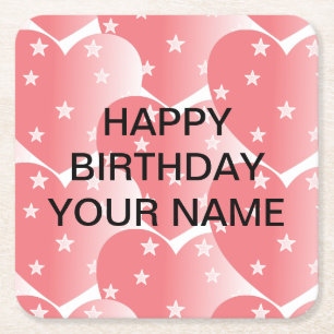 Niedliches rosa Sternmuster Rechteckiger Pappuntersetzer