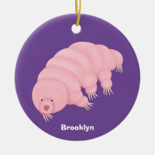 Niedliches rosa Tardigrad Wasserbär Cartoon Keramik Ornament