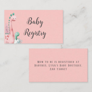 Niedliches Rosa und Aquamarine Dinosaurier Baby Gi Visitenkarte