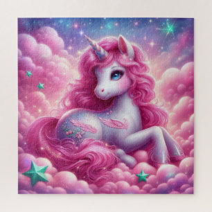 Niedliches Rosa und blaues Einhorn Puzzle
