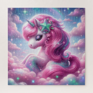 Niedliches Rosa und blaues Einhorn Puzzle