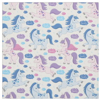 Niedliches rosa und blaues Unicornsmuster Gewebe Stoff