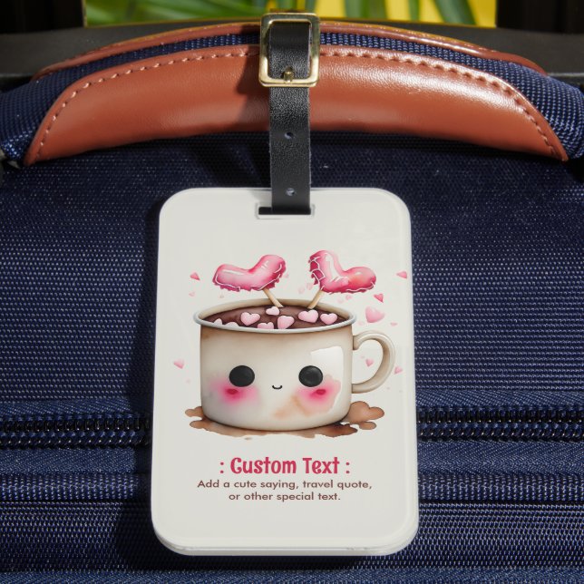 Niedliches Rosa und cremefarbenes Wasser - Kakao T Gepäckanhänger (Vorderseite Insitu 2)