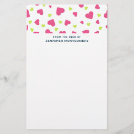 Niedliches rosa und grünes Herz-Kreislauf-Muster Briefpapier