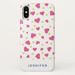 Niedliches rosa und grünes Herz-Kreislauf-Muster Case-Mate iPhone Hülle