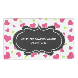 Niedliches rosa und grünes Herz-Kreislauf-Muster Namenschild