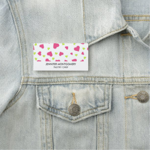 Niedliches rosa und grünes Herz-Kreislauf-Muster Namensschild