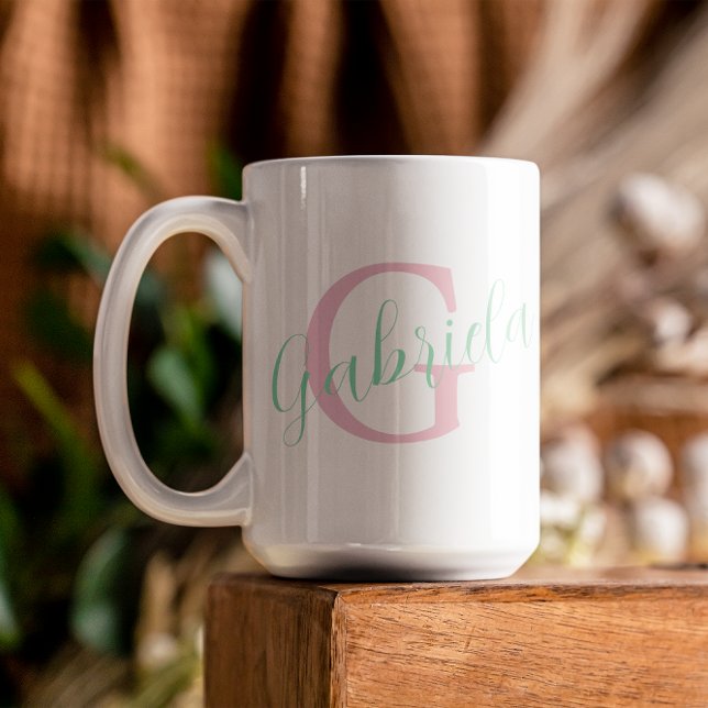 Niedliches Rosa und Minze und weibliche Typografie Zweifarbige Tasse (Von Creator hochgeladen)