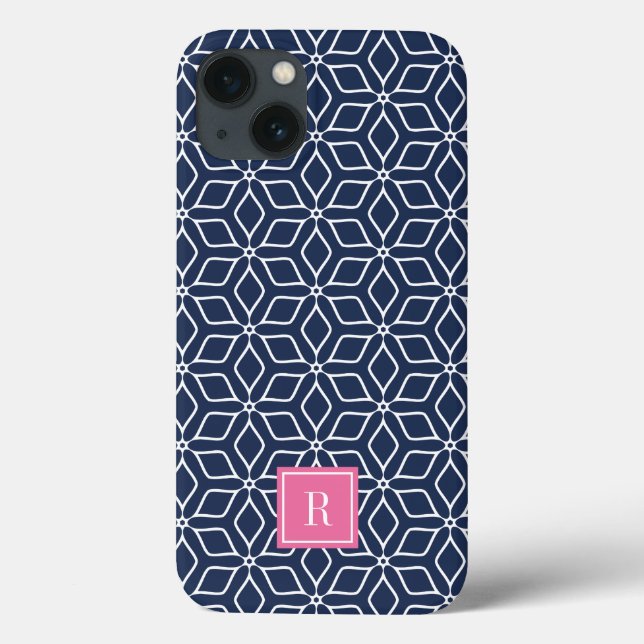 Niedliches rosa- und navy-geometrisches Muster Case-Mate iPhone Hülle (Rückseite)
