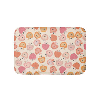 Niedliches rosa und orangefarbenes Apfelmuster Badematte