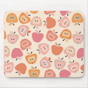Niedliches rosa und orangefarbenes Apfelmuster Mousepad