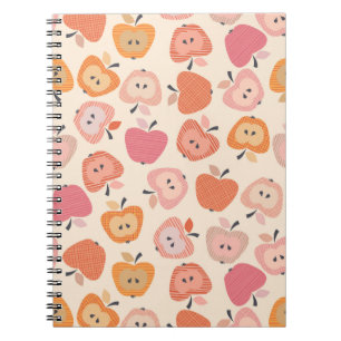 Niedliches rosa und orangefarbenes Apfelmuster Notizblock
