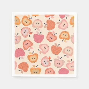 Niedliches rosa und orangefarbenes Apfelmuster Serviette