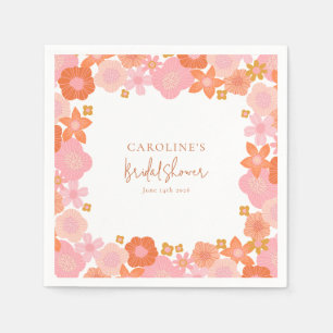 Niedliches Rosa und orangefarbenes Brautparty Serviette