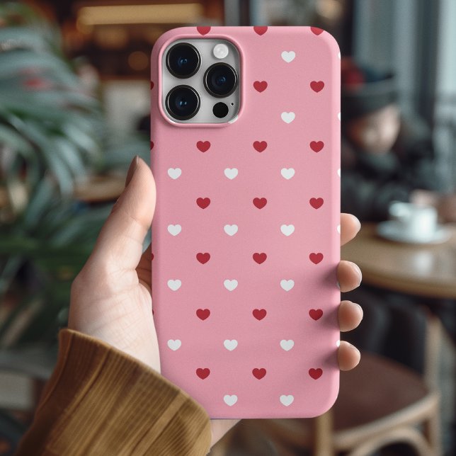 Niedliches Rosa und Rotes Herz Stilvolle Valentine Case-Mate iPhone Hülle (Cute Pink and Red Heart Stylish Valentine's Case-Mate iPhone Case)