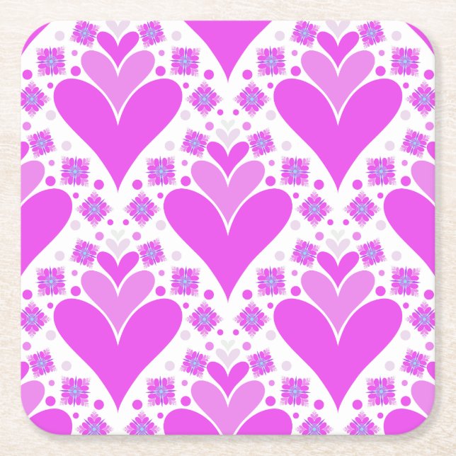 Niedliches, rosa und weiß modernes Design Rechteckiger Pappuntersetzer (Vorderseite)