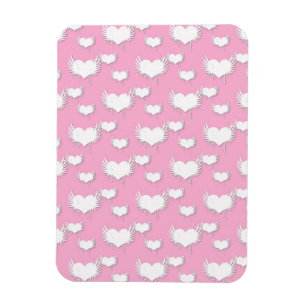 Niedliches Rosa und Weiße Herzen mit Flügeln Magnet