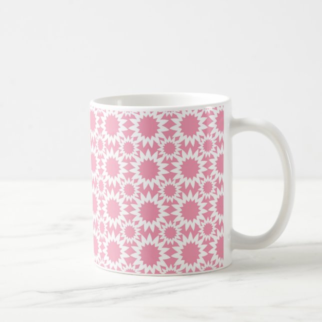 Niedliches rosa und weiße Sterne Blume Muster Kaffeetasse (Rechts)
