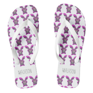 Niedliches Rosa und Weißes Ostern Personalisiert Flip Flops