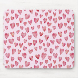 Niedliches rosa Watercolor Herzmuster Mousepad