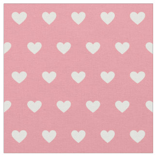 Niedliches rosa weißes Herz-Punktmuster Stoff