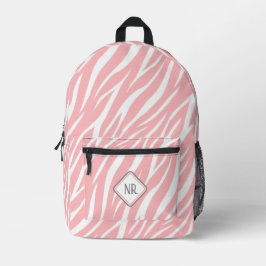 Niedliches rosa weißes Muster Zebra Print Monogram Bedruckter Rucksack