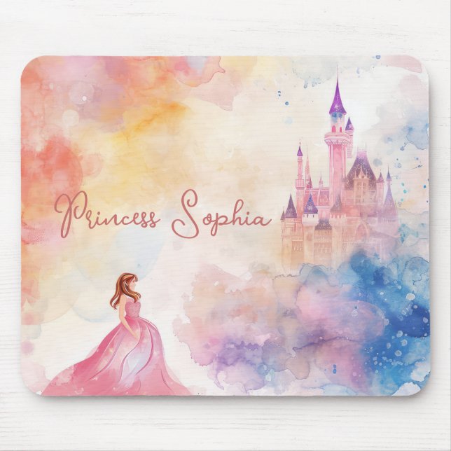 Niedliches rosafarbenes Schloss Mousepad (Vorne)