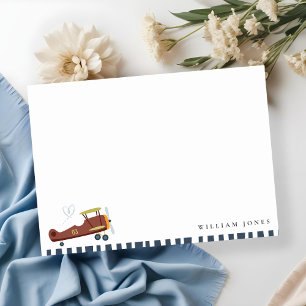 Niedliches Rost Blue Green Biplane Wolkenherz Gebu Mitteilungskarte