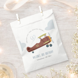 Niedliches Rost Green Blue Biplane Wolkenherz Gebu Geschenktütchen